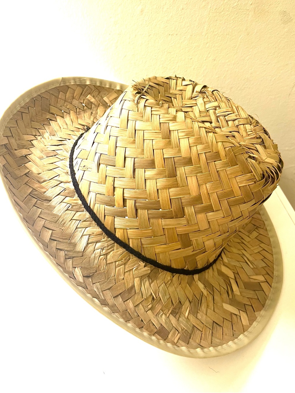 Woven Straw Cowboy Hat Black Cord Band